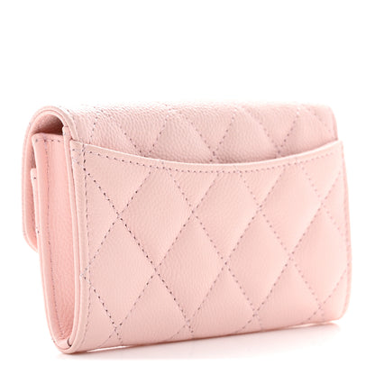 Chanel Caviar Quilted Flap Card Holder Wallet Light Pink 3 of 9