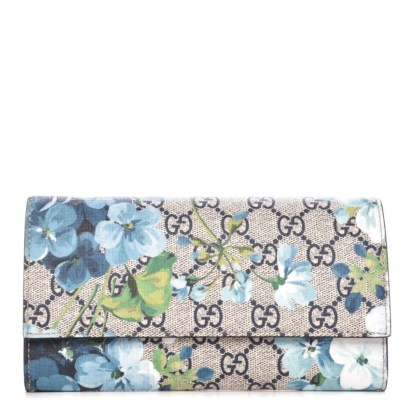 GG Supreme Monogram Blooms Continental Wallet Blue