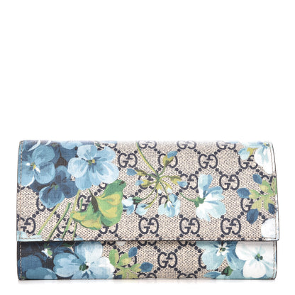 Gucci GG Supreme Monogram Blooms Continental Wallet Blue 1 of 8