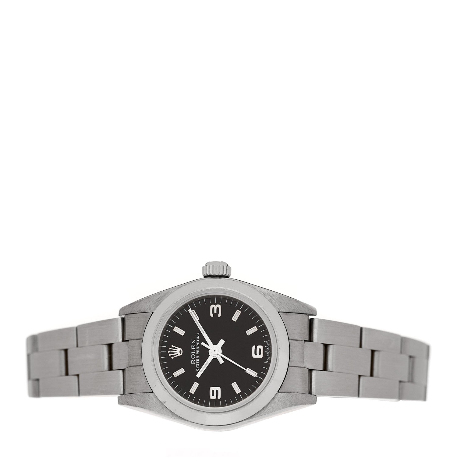 Rolex Stainless Steel 24mm Oyster Perpetual Watch Black 76080 4 of 8
