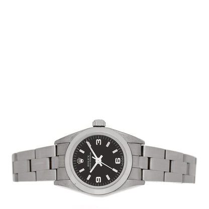 Rolex Stainless Steel 24mm Oyster Perpetual Watch Black 76080 4 of 8