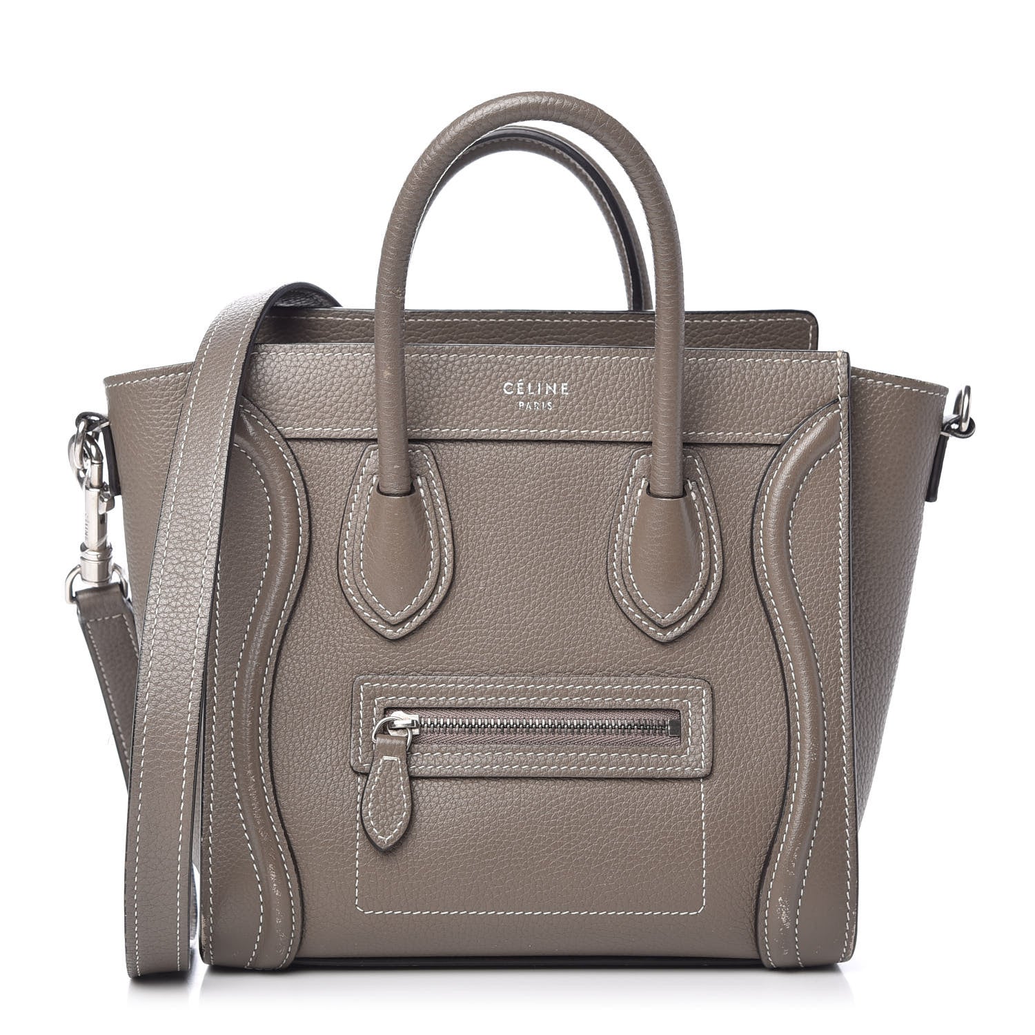 Celine Drummed Calfskin Nano Luggage Souris 1 of 9