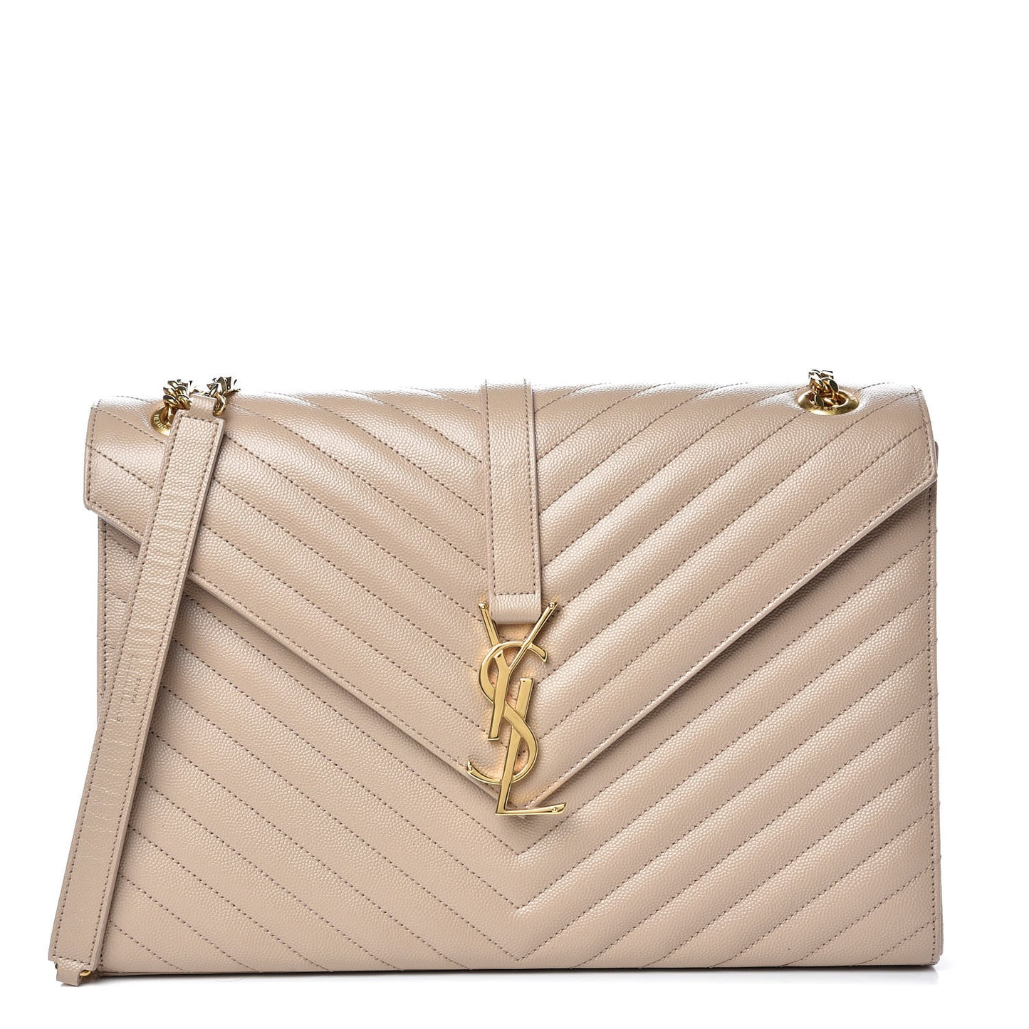 Grain De Poudre Matelasse Chevron Large Monogram Satchel Dark Beige