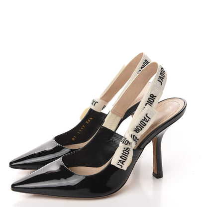 Christian Dior Patent Ribbon J'Adior Slingback 100mm Pumps 36.5 Black 3 of 12