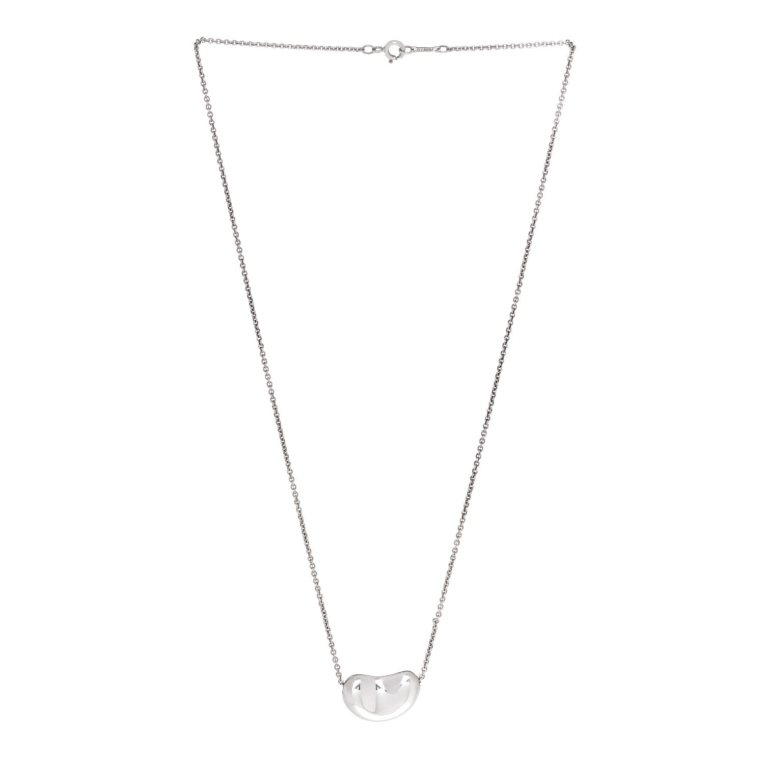 Tiffany Sterling Silver 20mm Elsa Peretti Bean Pendant Necklace 3 of 6