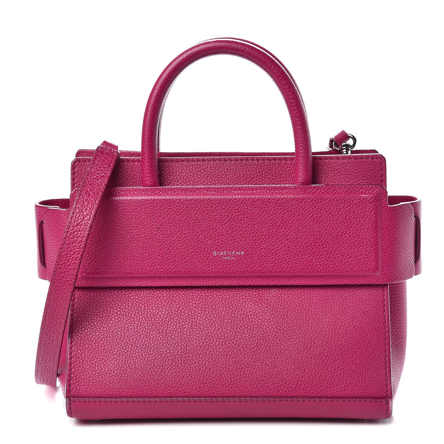 Grained Calfskin Mini Horizon Satchel Fushia