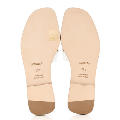 Hermes Box Calfskin Oran Sandals 36.5 White 4 of 9