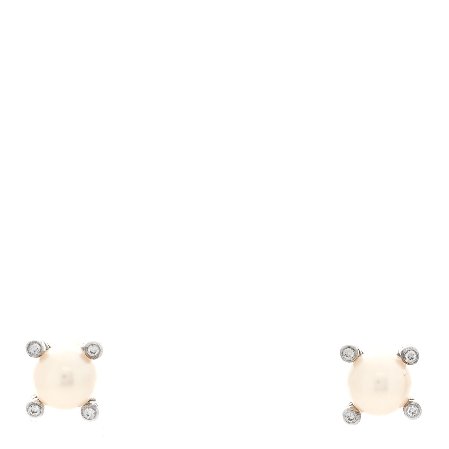 Sterling Silver Diamond Pearl 6-6.5mm Cable Stud Earrings