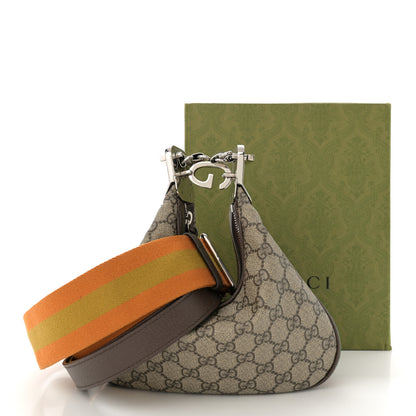 Gucci GG Supreme Monogram Textured Calfskin Web Small Attache Shoulder Bag Beige Ebony New Acero 13 of 13