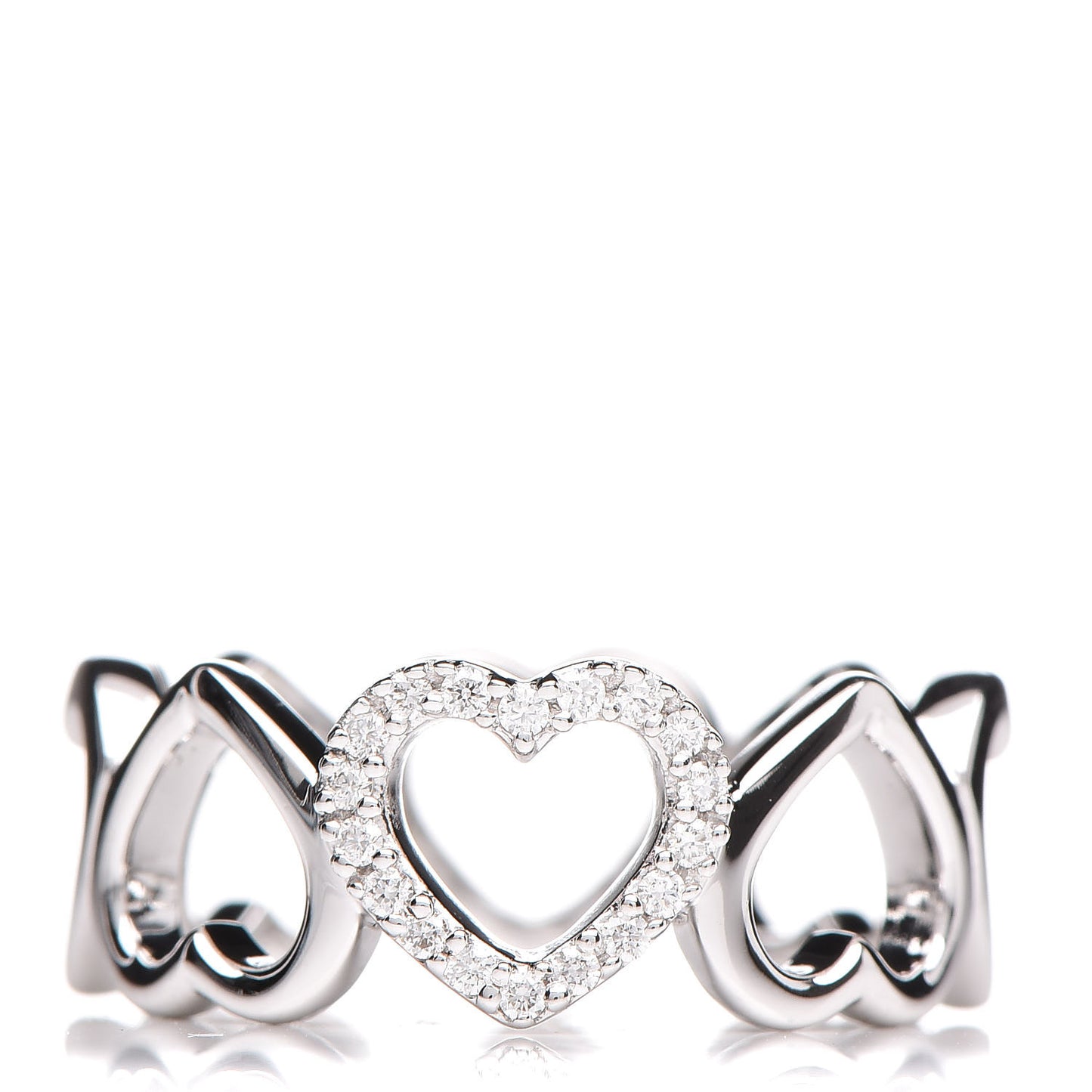 18K White Gold Diamond Hearts Eternity Band Ring 49 4.75
