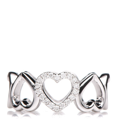 Tiffany 18K White Gold Diamond Hearts Eternity Band Ring 49 4.75 1 of 5