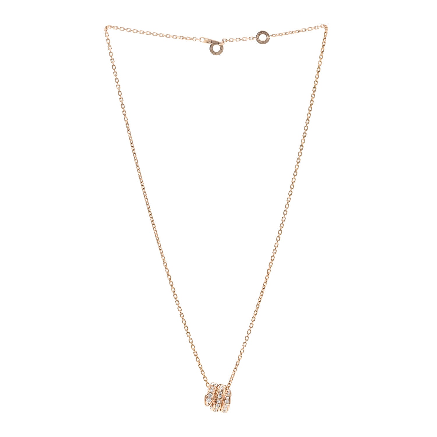 Bulgari 18K Rose Gold Diamond Serpenti Viper Pave Pendant Necklace 3 of 4
