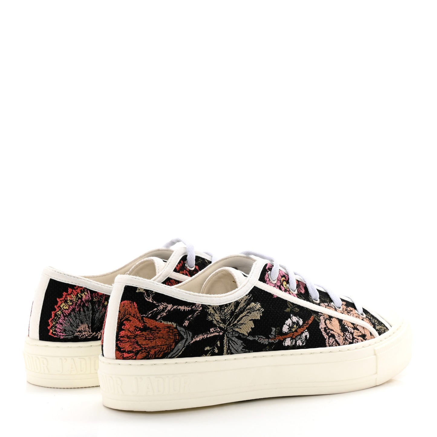 Canvas Jardin Botanique Embroidered Womens Walk'N'Dior Low Top Sneakers 39.5 Black Multicolor
