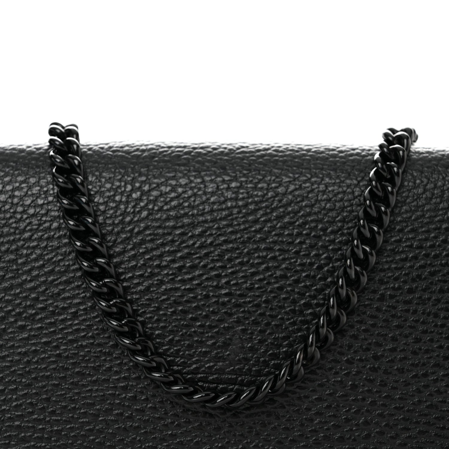 Gucci Dollar Calfskin Enamel Monochrome Mini GG Marmont Chain Wallet Black 8 of 11