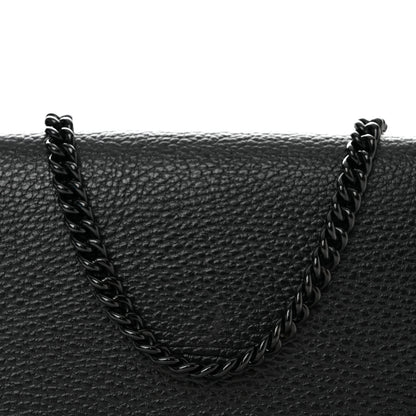 Gucci Dollar Calfskin Enamel Monochrome Mini GG Marmont Chain Wallet Black 8 of 11