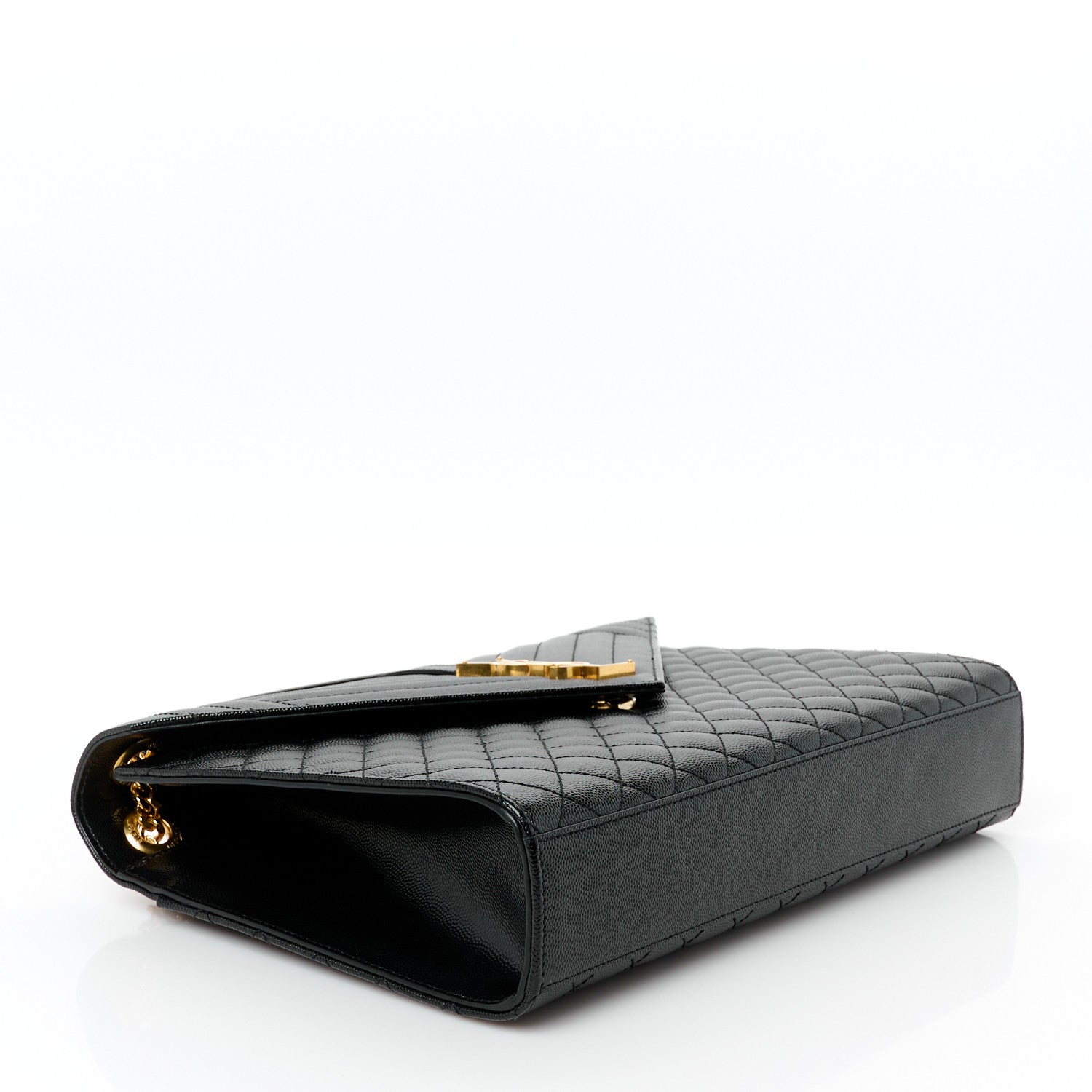 Saint Laurent Grain De Poudre Textured Mixed Matelasse Large Triquilt Monogram Satchel Black 4 of 11