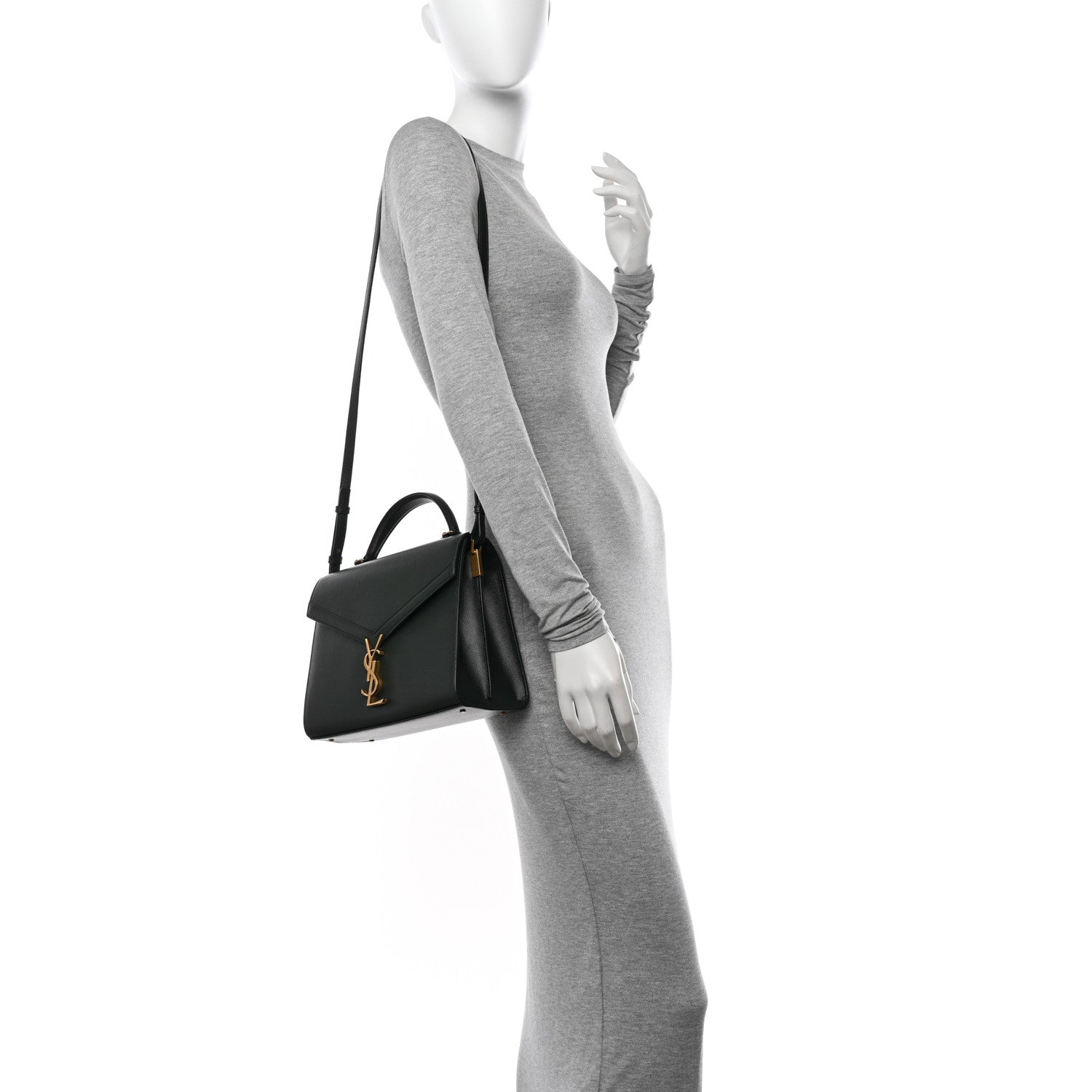 Saint Laurent Grain de Poudre Medium Classic Monogram Cassandra Top Handle Dark Green 2 of 11