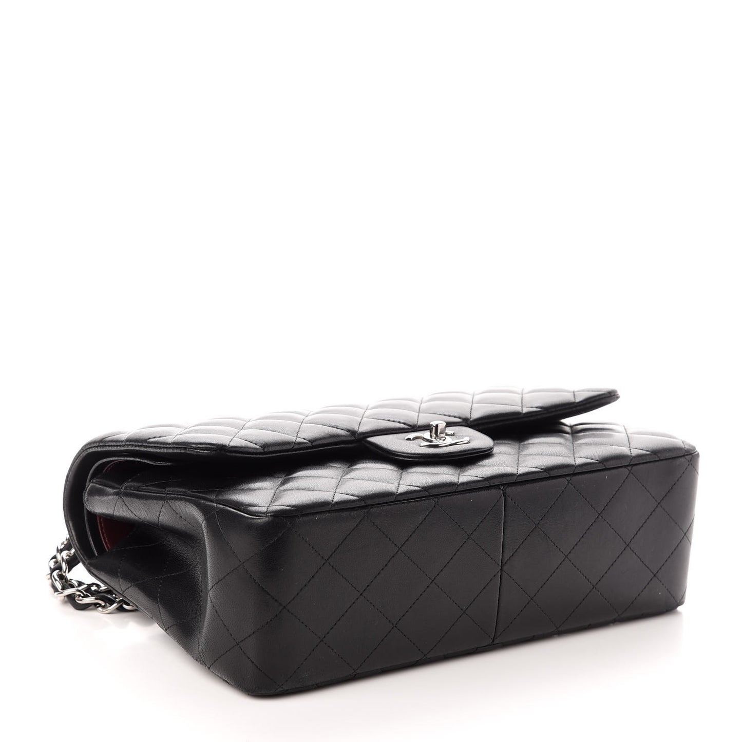 Lambskin Quilted Jumbo Double Flap Black