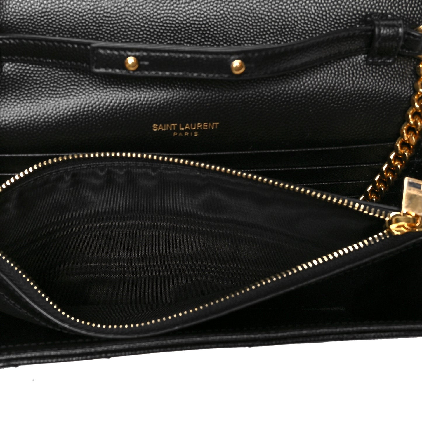 Grain De Poudre Matelasse Chevron Monogram Chain Wallet Black