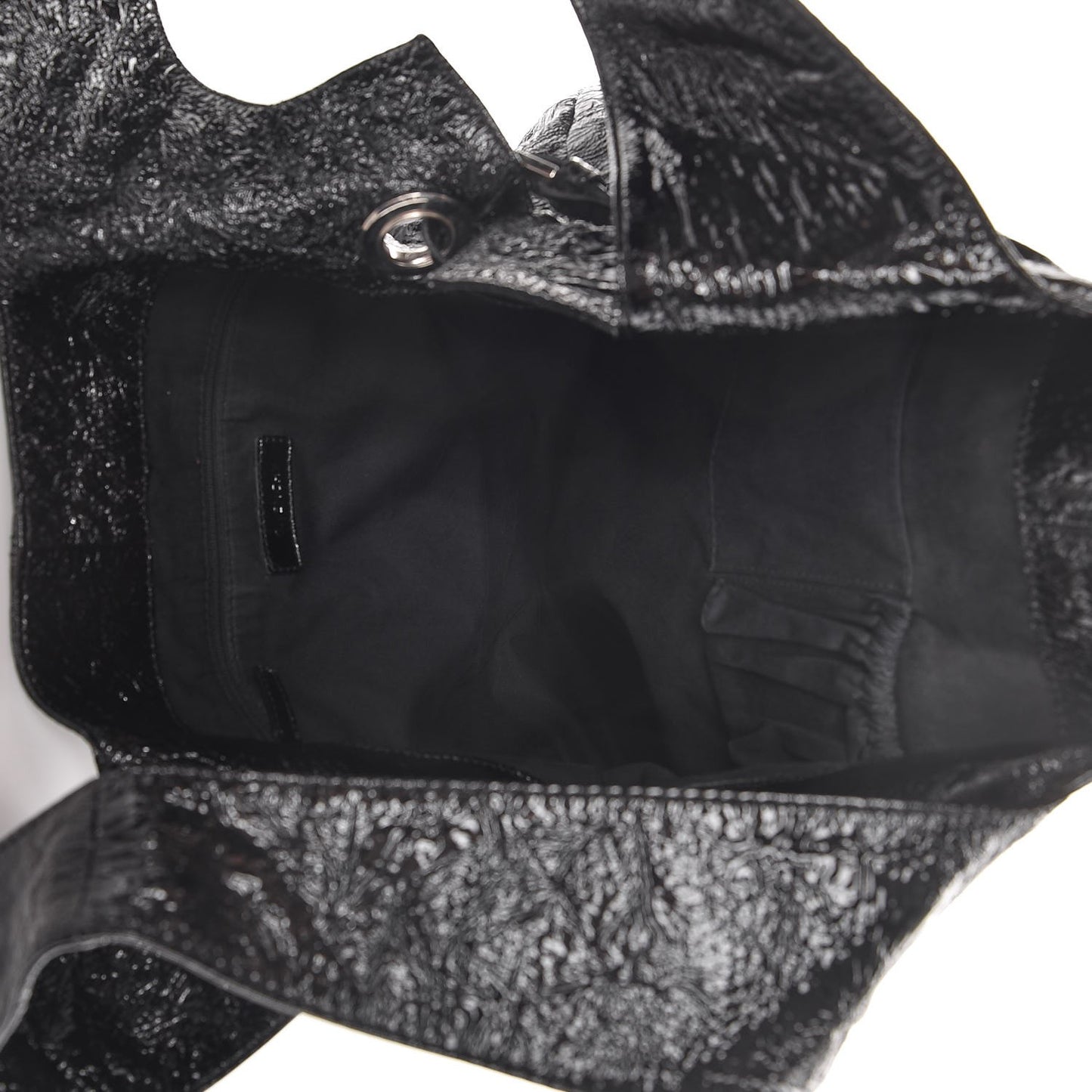 Crinkled Patent Hobo Black