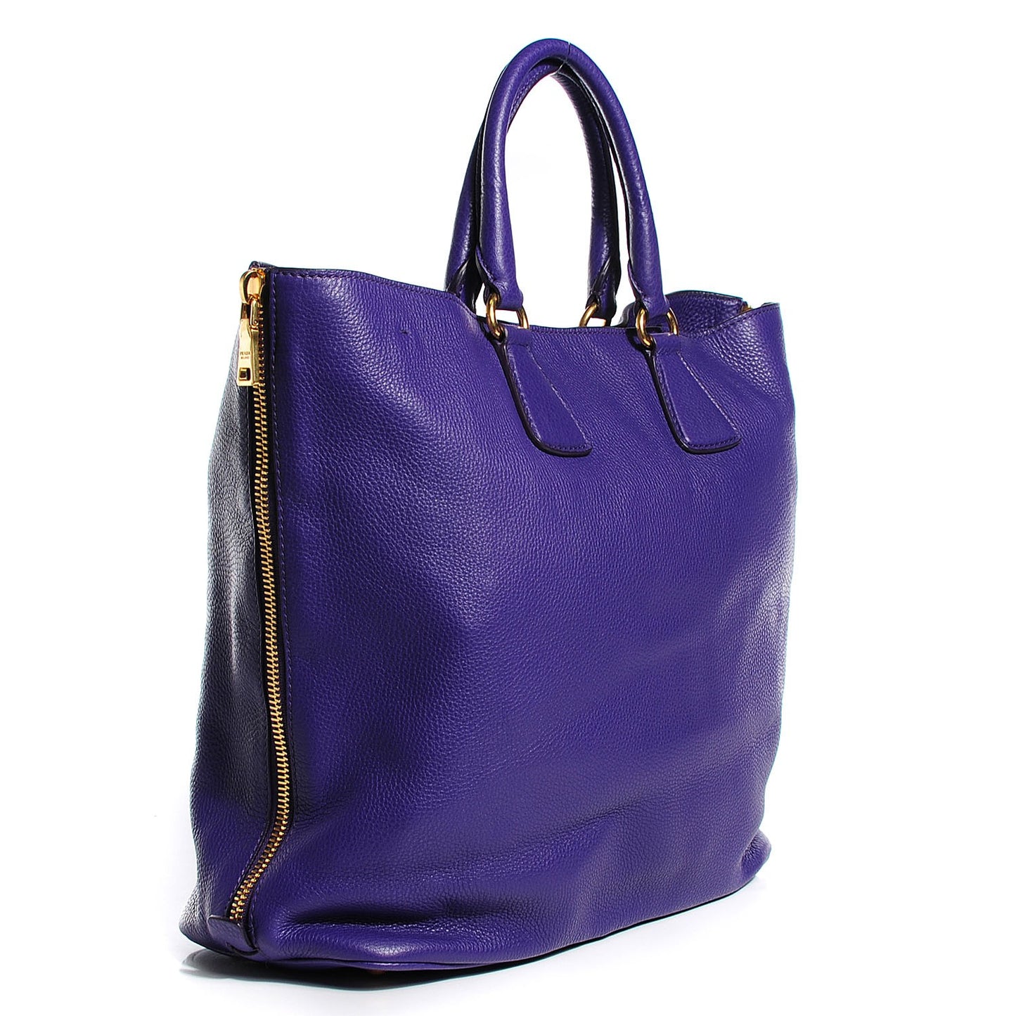Vitello Daino Side Zip Shopping Tote Viola