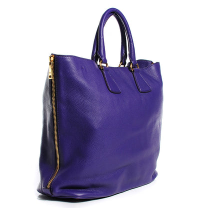 Prada Vitello Daino Side Zip Shopping Tote Viola 3 of 10