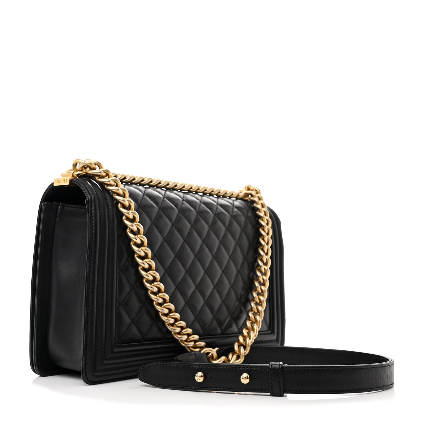 Calfskin Quilted New Medium Boy Flap Black
