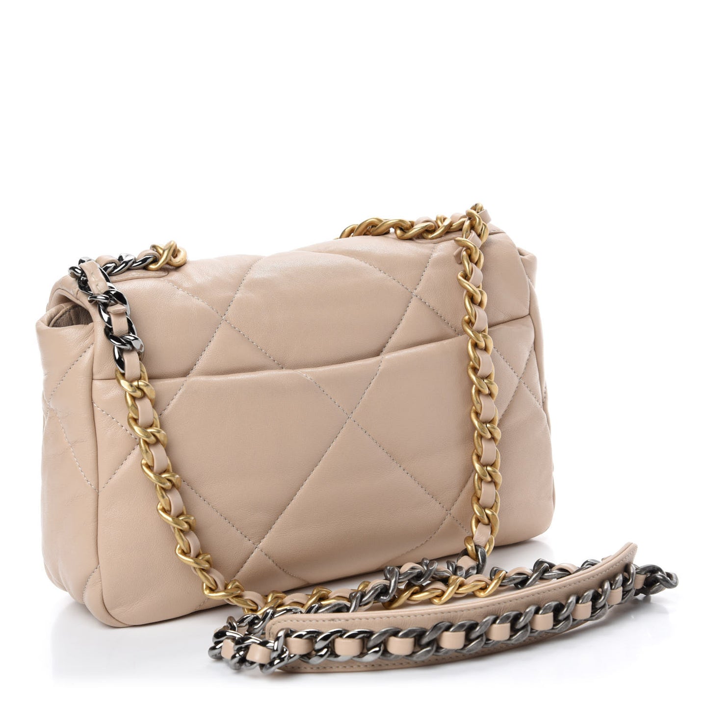 Lambskin Quilted Medium 19 Flap Beige