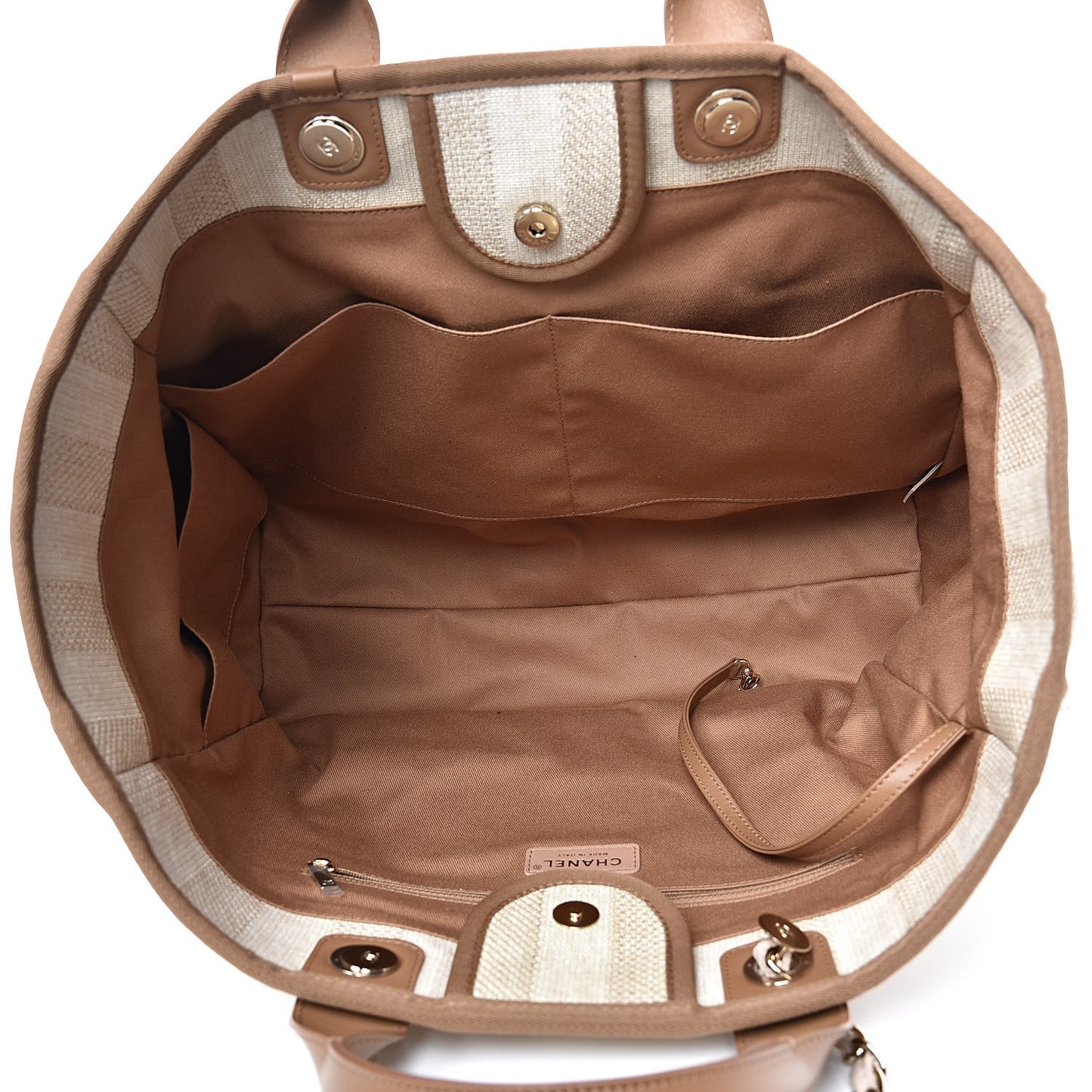 Mixed Fibers Striped Extra Large Deauville Tote Beige