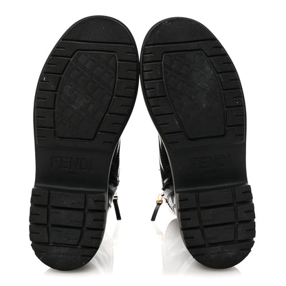 Fendi Vitello Abrasivato Fendigraphy 50mm Biker Boots 39.5 Black 6 of 8