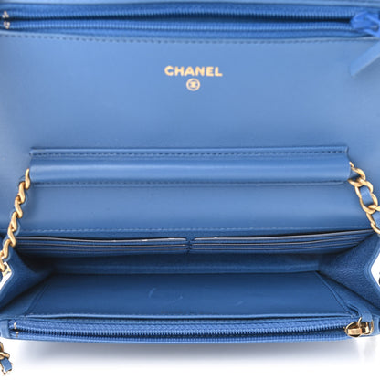 Chanel Lambskin Quilted Wallet On Chain WOC Blue 5 of 11