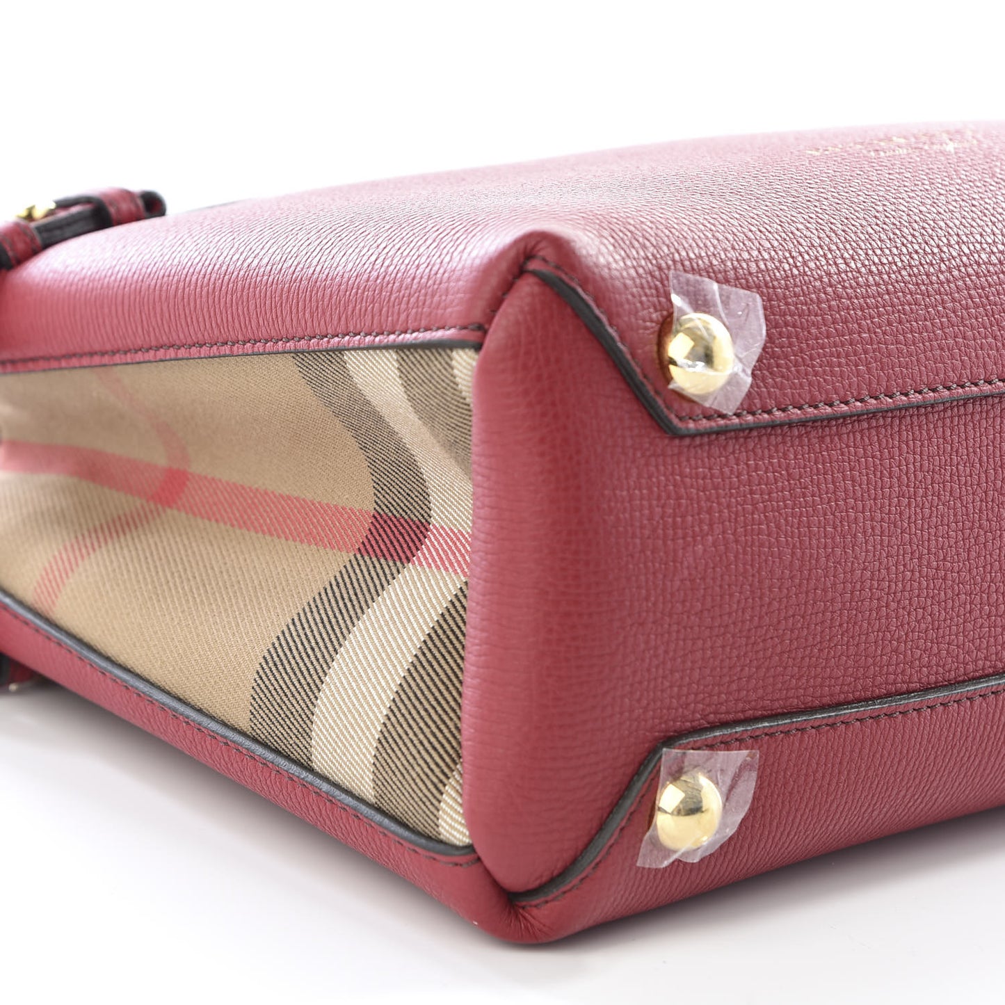Grainy Calfskin House Check Small Banner Tote Red