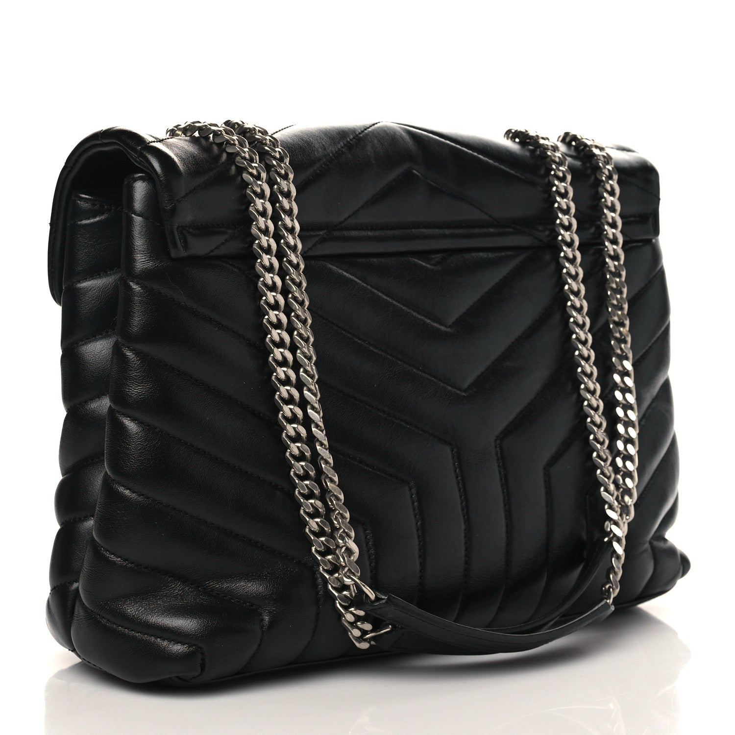 Saint Laurent Calfskin Y Quilted Monogram Medium Loulou Chain Satchel Black 3 of 9