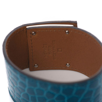Hermes Shiny Alligator Kelly Dog Cuff Bleu Izmir 5 of 6