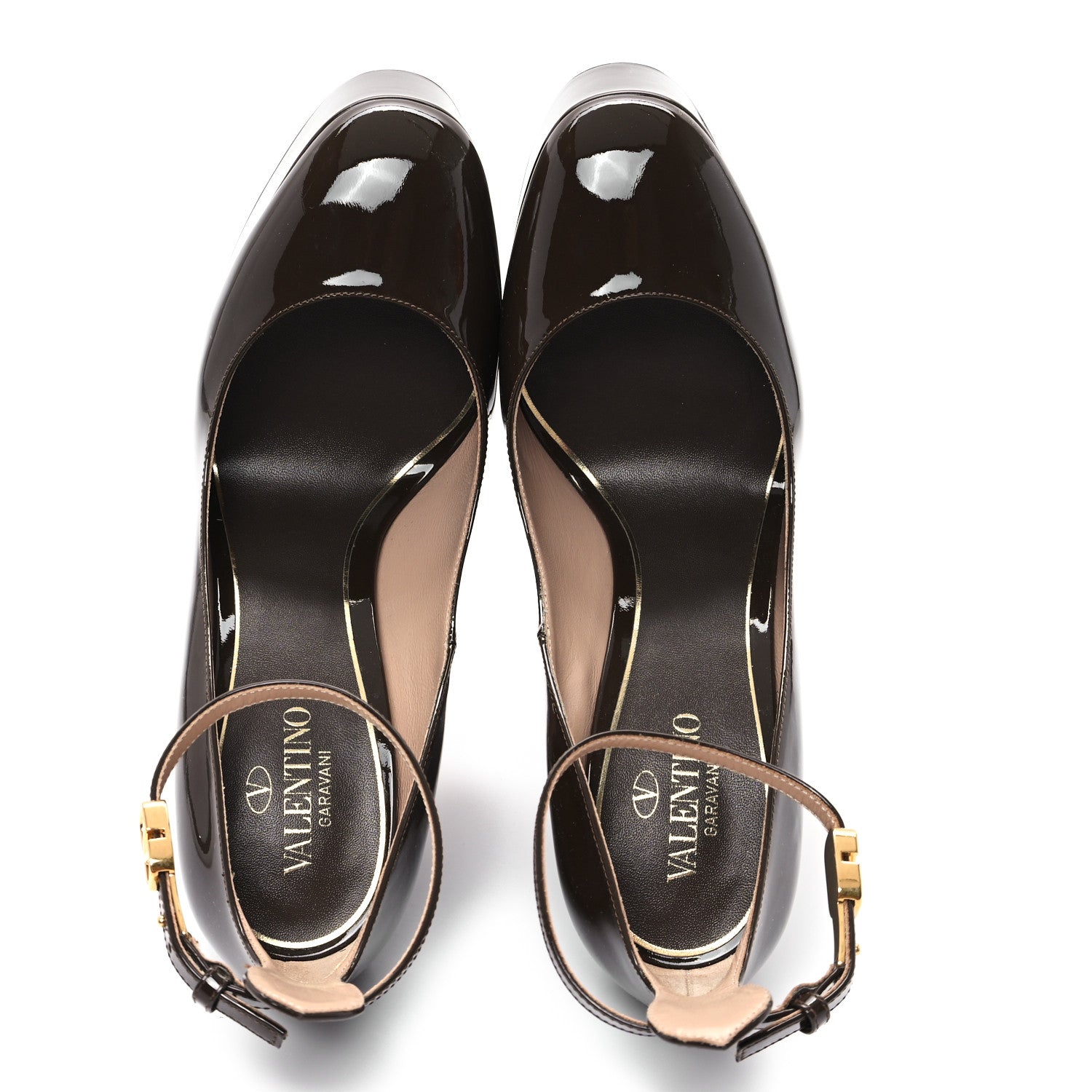 Valentino Garavani Patent Tan-Go 55/155mm Platform Pumps 37.5 Dark Brown 2 of 11