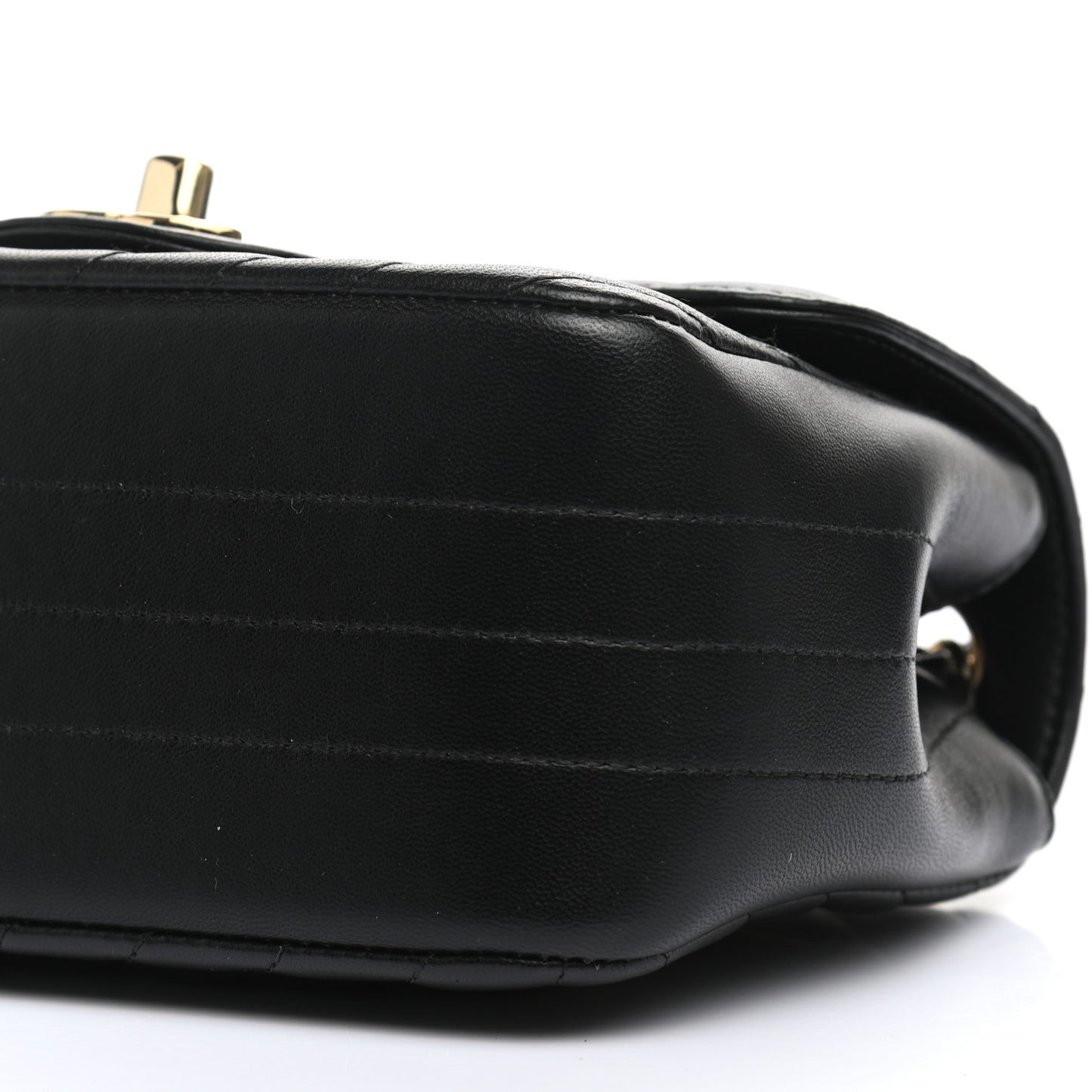 Lambskin Chevron Quilted Mini Square Flap Black