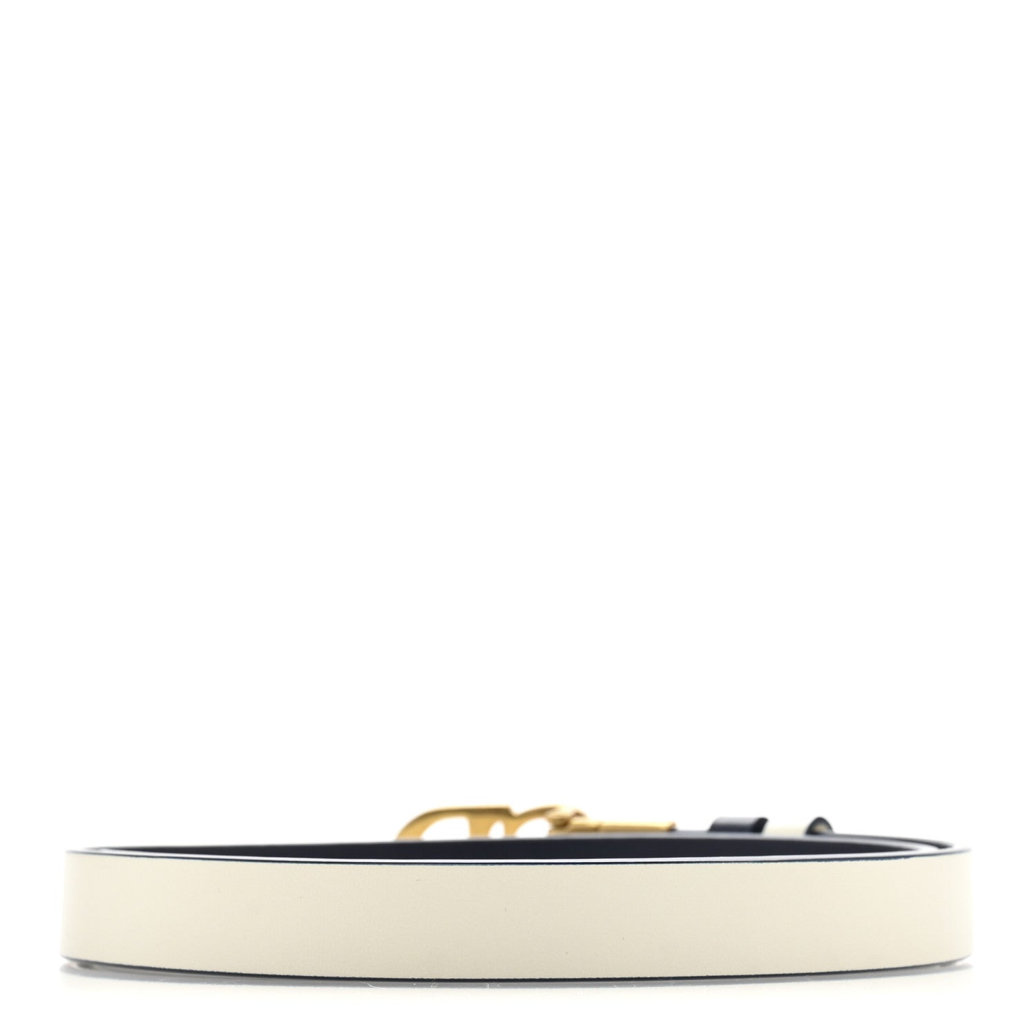 Christian Dior Calfskin Saddle Belt White Navy 2 of 6