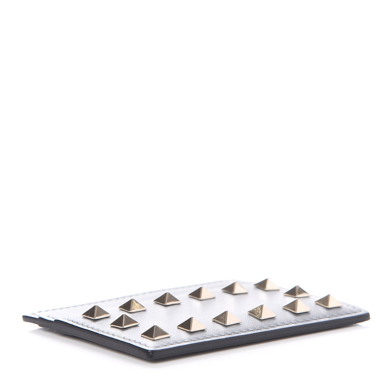 Valentino Garavani Vitello Rockstud Card Holder Grey 4 of 7