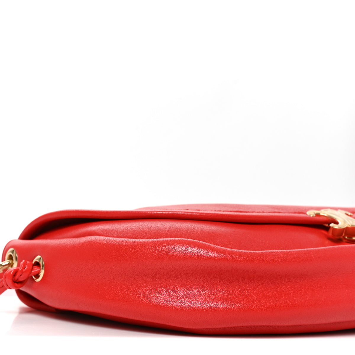 Celine Shiny Lambskin Soft Triomphe Little Half Moon Ultra Red 8 of 9
