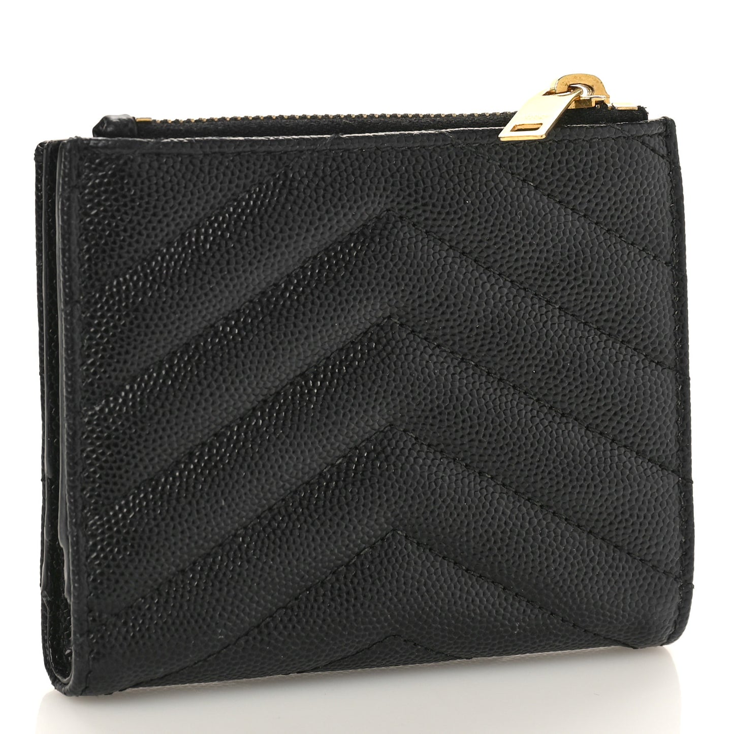 Grain De Poudre Matelasse Chevron Monogram Zipped Card Case Black