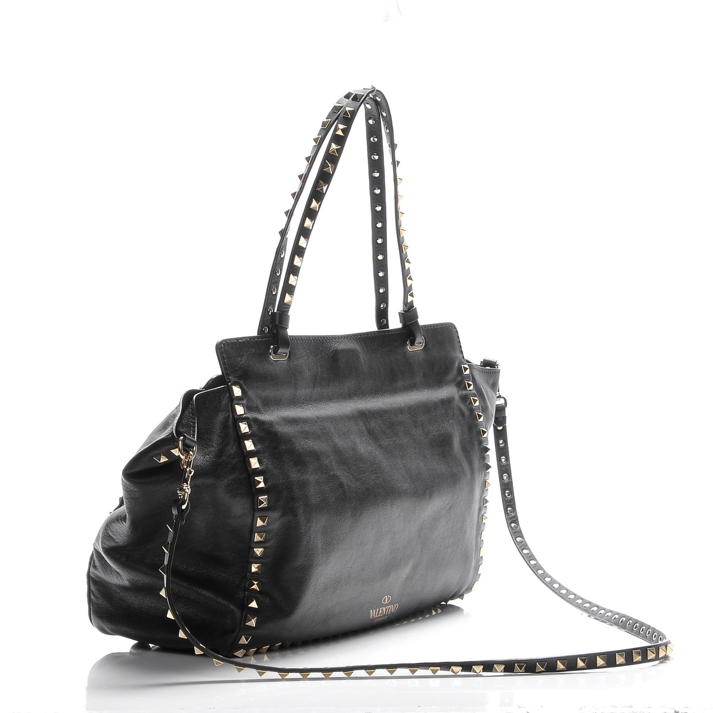 Vitello Medium Rockstud Tote Black