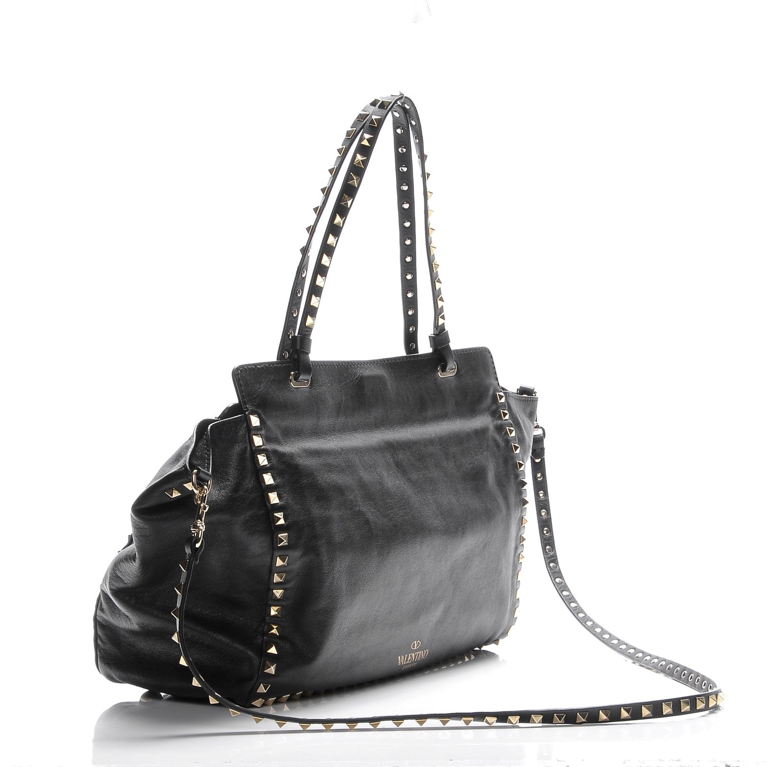 Valentino Garavani Vitello Medium Rockstud Tote Black 3 of 7
