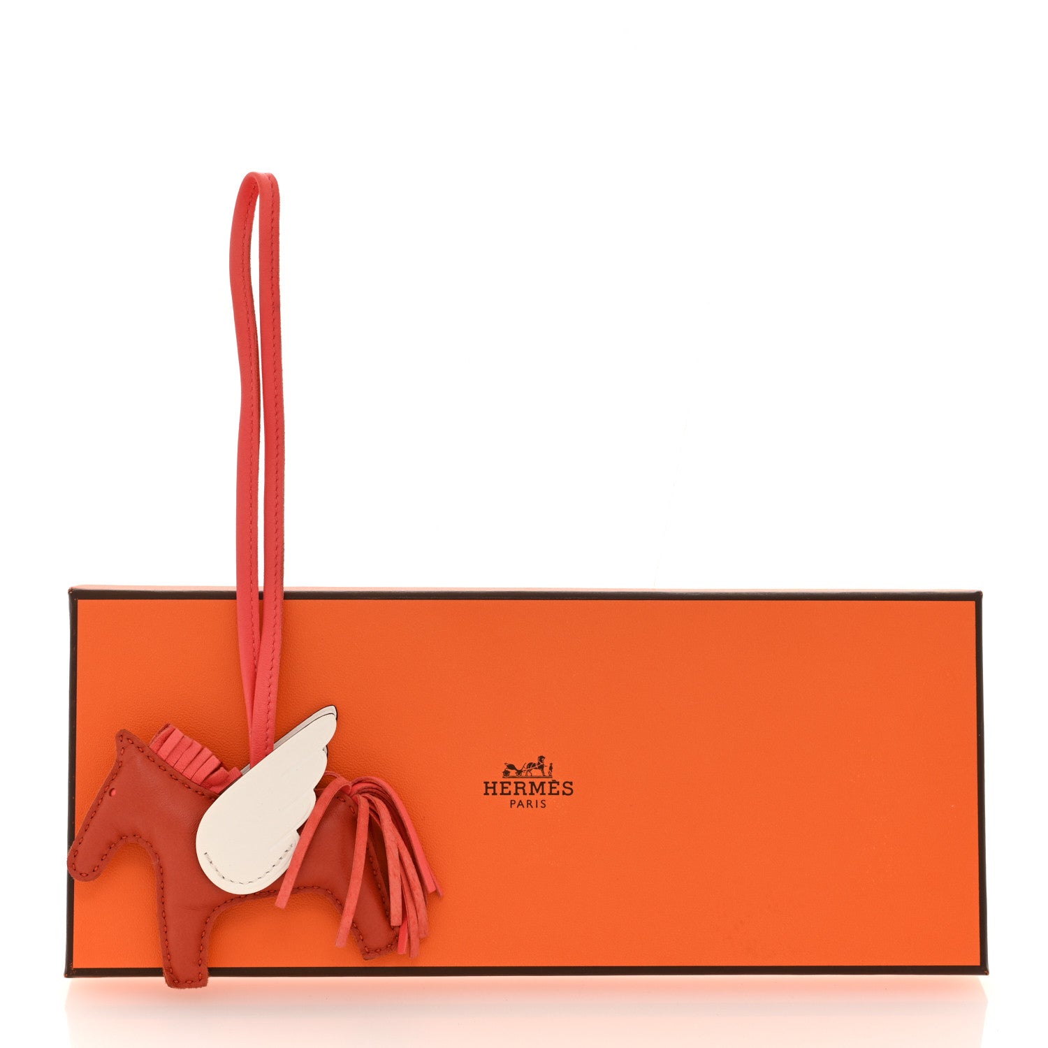 Hermes Milo Lambskin Grigri Rodeo Pegase Horse Bag Charm PM Cornaline Rose Texas White 5 of 5