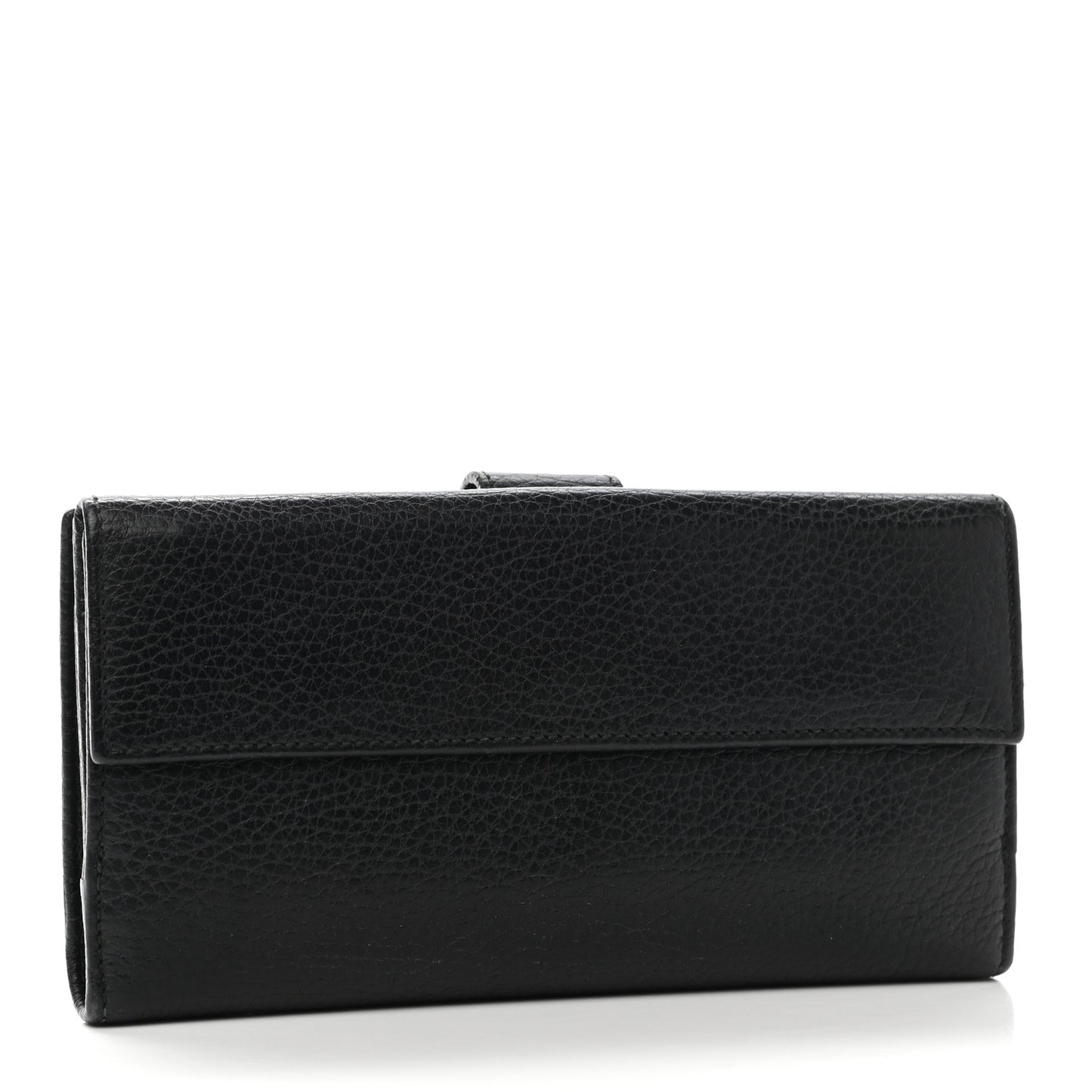 Pebbled Calfskin Continental Wallet Black