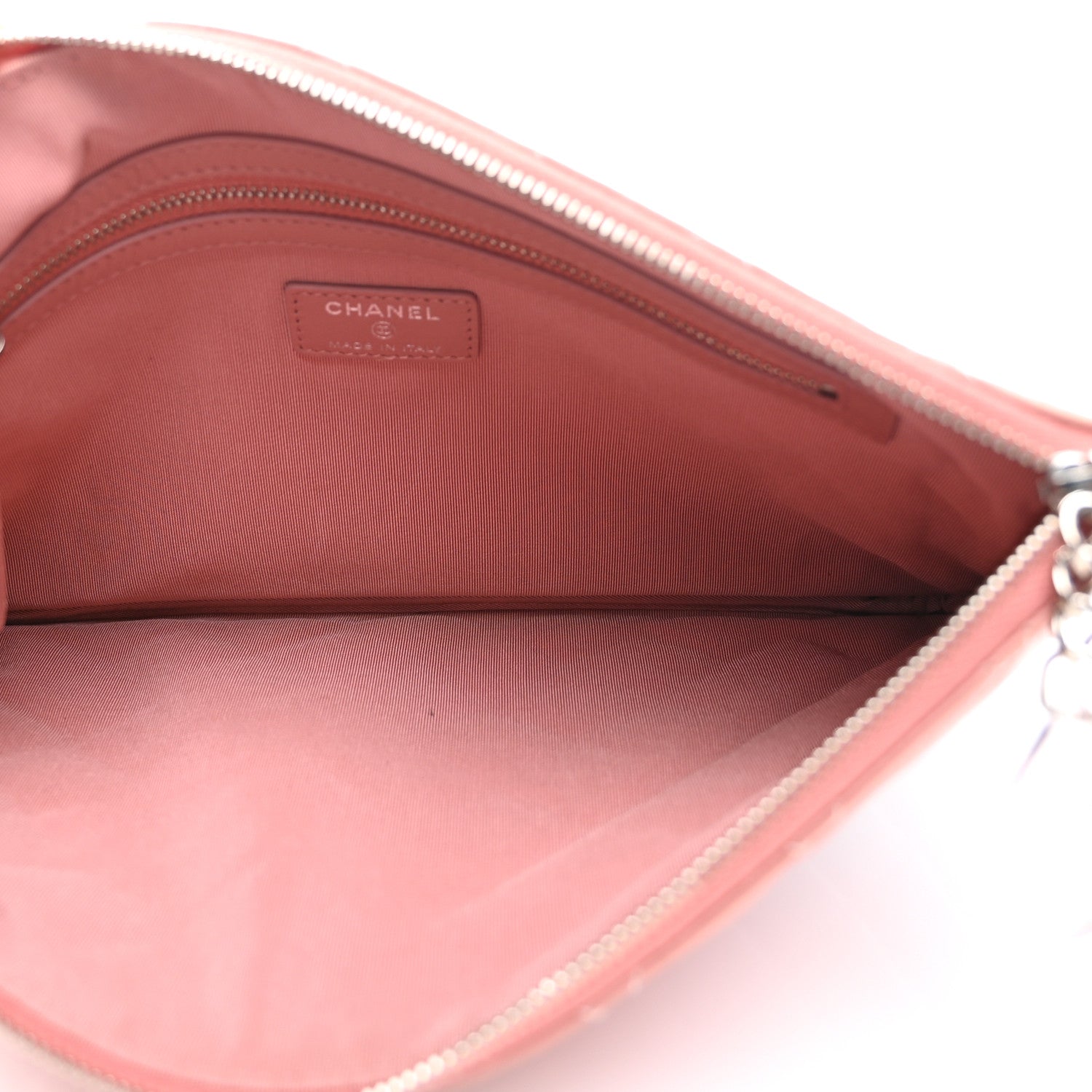 Chanel Ombre Patent Calfskin Quilted Medium Cosmetic Case Pink White 5 of 7
