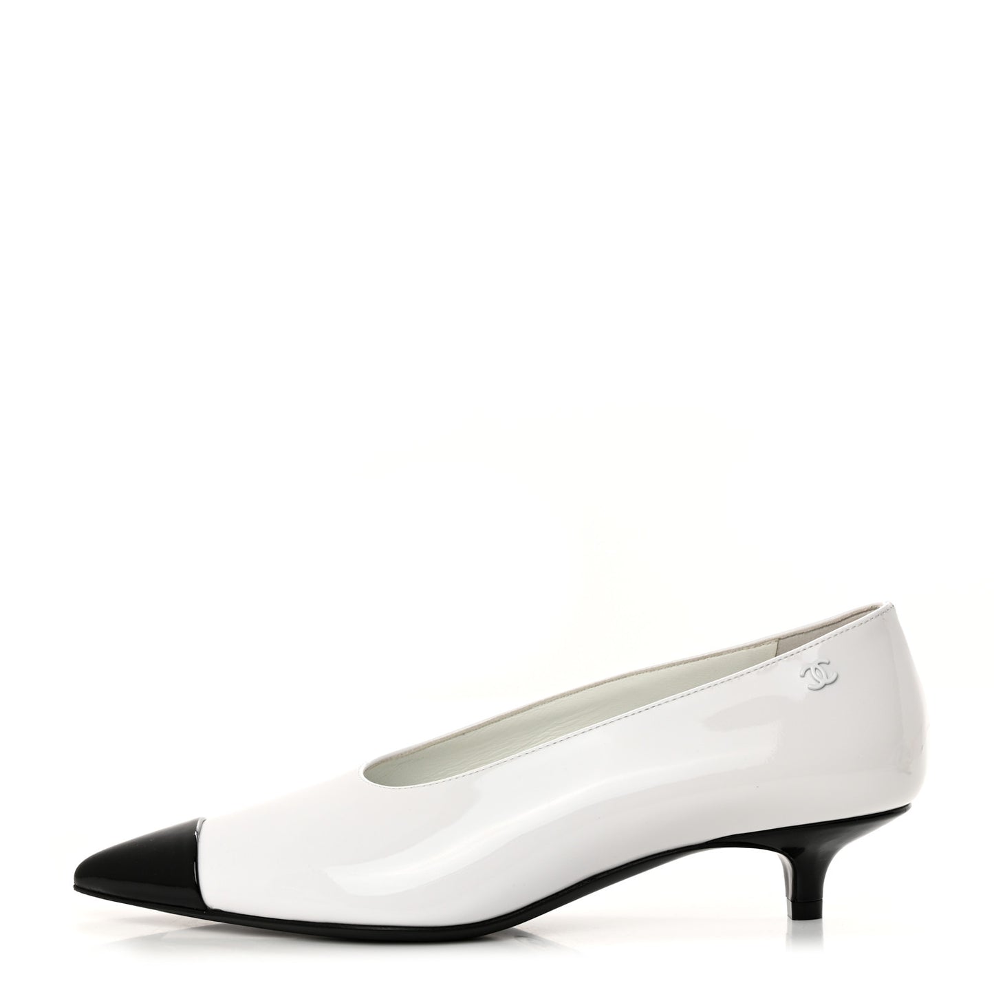 Patent Calfskin Pumps 36.5 White Black