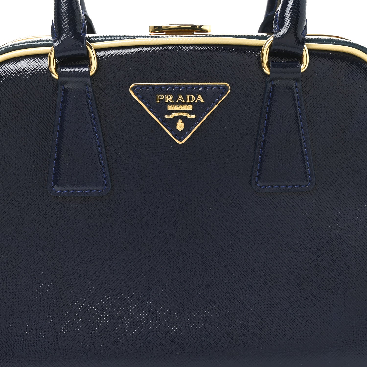 Prada Saffiano Vernice Pyramid Bag Royal Azzurr 7 of 9
