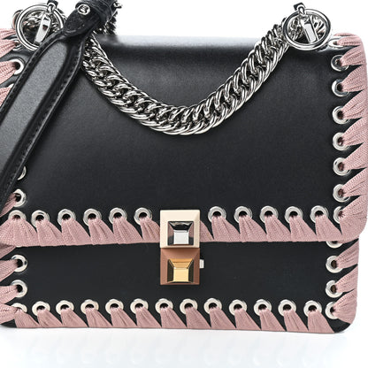 Fendi Calfskin Lace Up Small Kan I Shoulder Bag Black 7 of 9