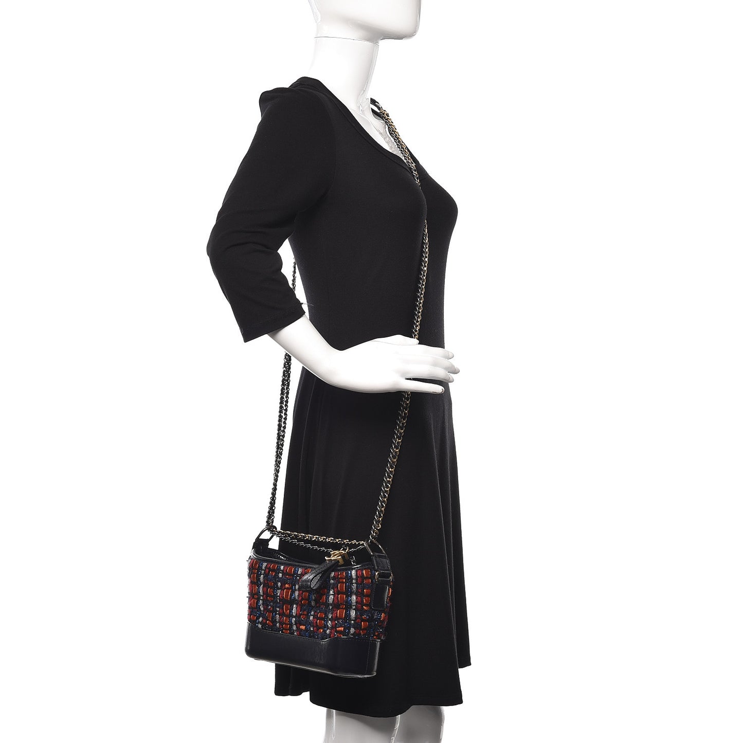 Tweed Calfskin Small Gabrielle Hobo Navy