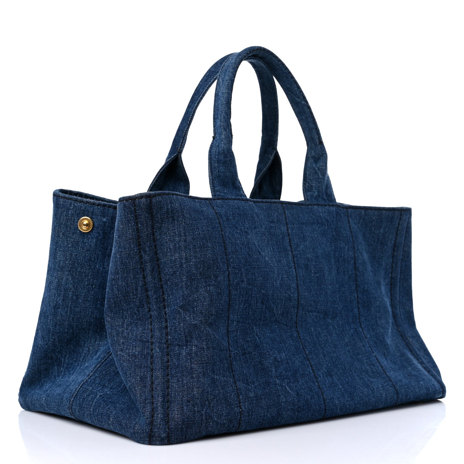 Prada Denim Logo Tote Bleu 2 of 11